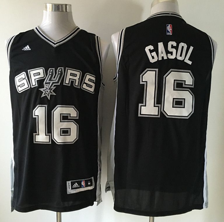 Men San Antonio Spurs #16 Gasol Black Adidas NBA Jerseys